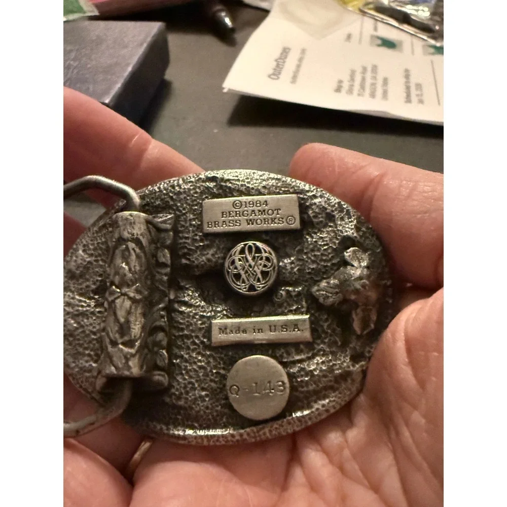 Vintage Bergamot Brass Works Eagle Belt Buckle 1984 USA Q-143